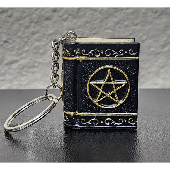 Tiny Ceramic Grimoire of Magic – Red & Black Spellbook Keychain - Picture 4 of 12